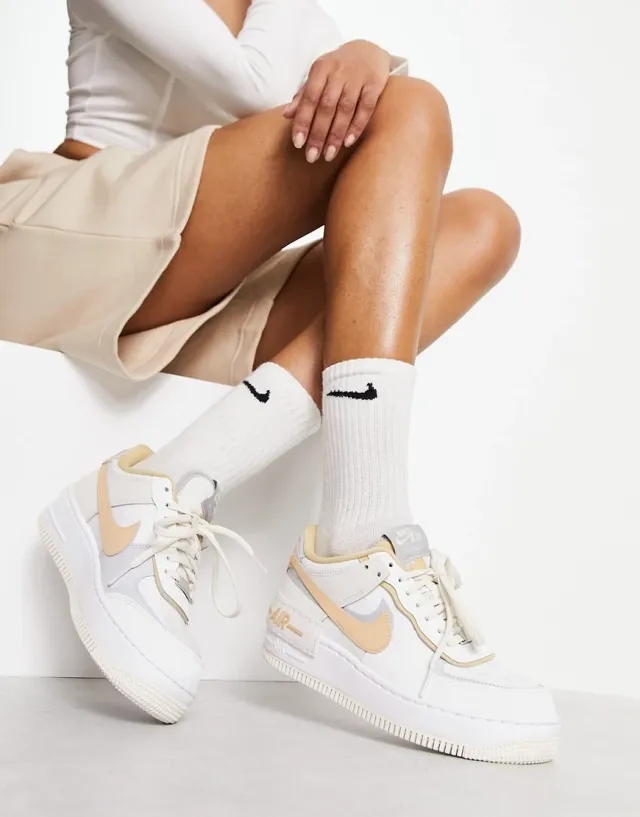 Nike Air Force 1 Shadow Trainers In Summit White And Sesame