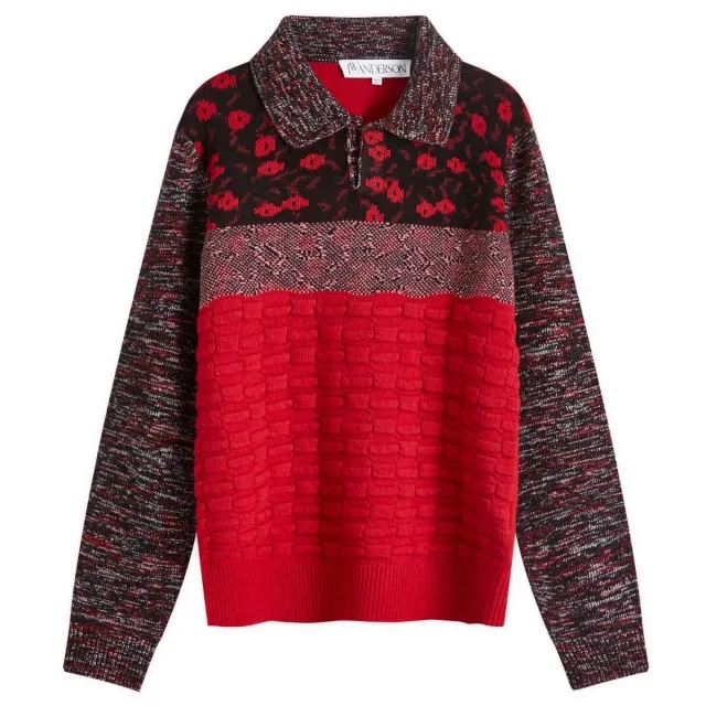 JW Anderson Men's Multi Stitch Polo Bright Red