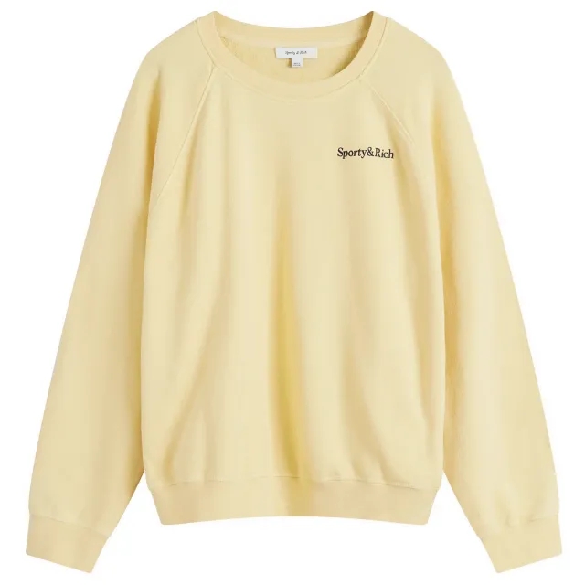 Sporty & Rich Serif Logo Soft Crewneck Women Sweatshirts Yellow