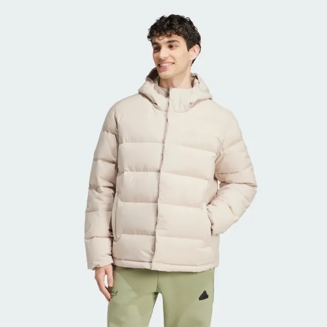Manchester United Adidas Mens Helionic Hooded Down Jacket Beige