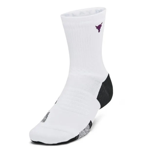 Under Armour Unisex Project Rock ArmourDry™ Playmaker Mid-Crew Socks White / Black / Purple Gemini M