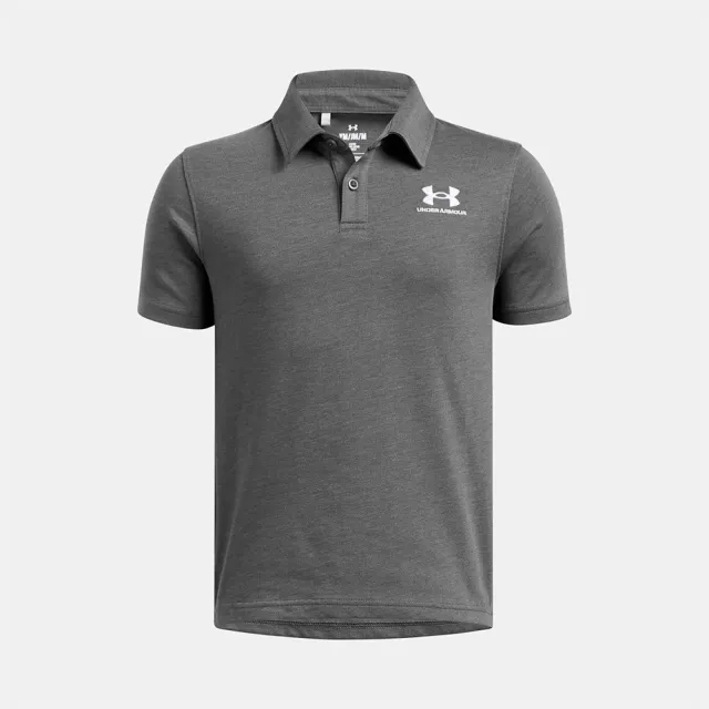 Boys'  Under Armour  Icon Polo Castlerock Light Heather / White YMD (54 - 59 in)