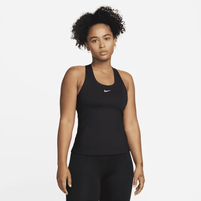 Nike Swoosh Women's Medium-support Padded Sports Bra Tank Top - Black - Recycled Polyester Minimum
