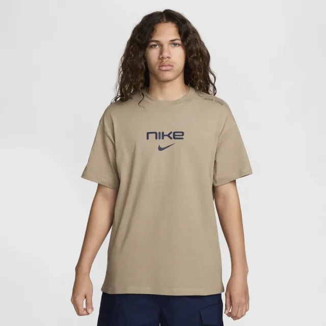 Nike M90 Graphic T-Shirt With Backprint In Khaki-Green