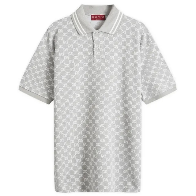 Gucci Men's GG Monogram Polo Grey Melange