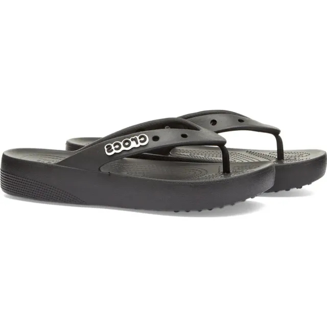 Crocs classic platform flip sandals in black