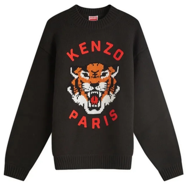 Kenzo Men's Lucky Tiger Knit Crew Black