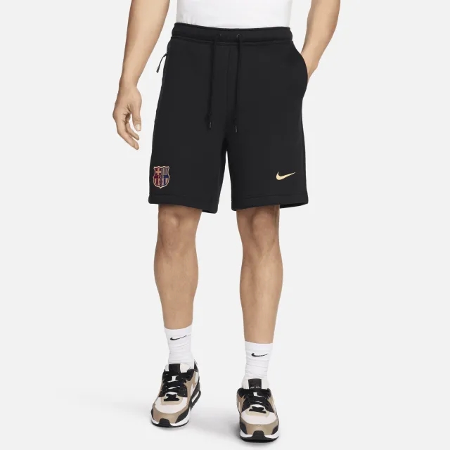 F.C. Barcelona Tech Fleece Men's Nike Football Shorts - Black - Cotton/Polyester