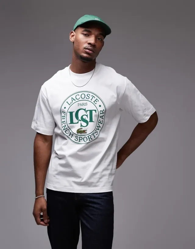 Lacoste Loose Fit Heavy Cotton Printed T-shirt - White