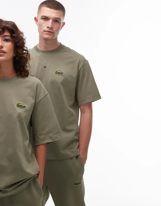Lacoste Loose Fit Heavy Cotton Badge T-shirt - Khaki Green