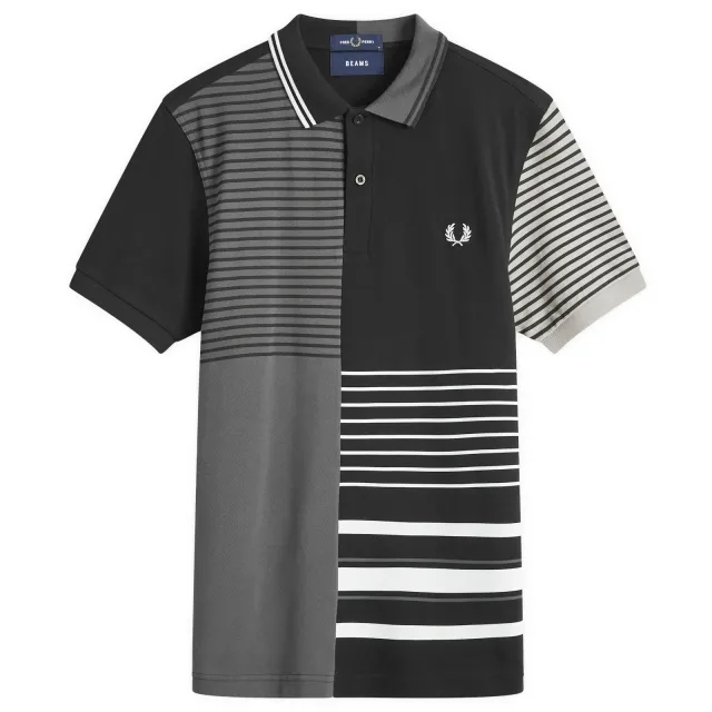 T-Shirt Fred Perry Beams Striped Panel Fp Polo T-Shirt Black M