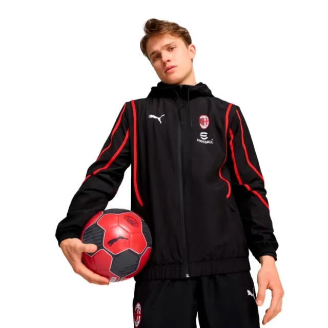PUMA AC Milan Pre-Match Woven Jacket Men, Prairie Tan/Black