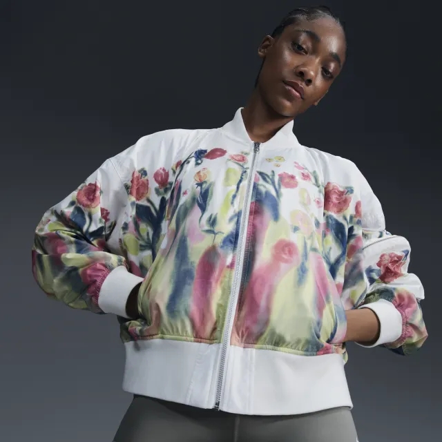 Nike Women's Sportswear Artist Collection Bomber Jacket - Sail/Floral - L - White - Size: Large