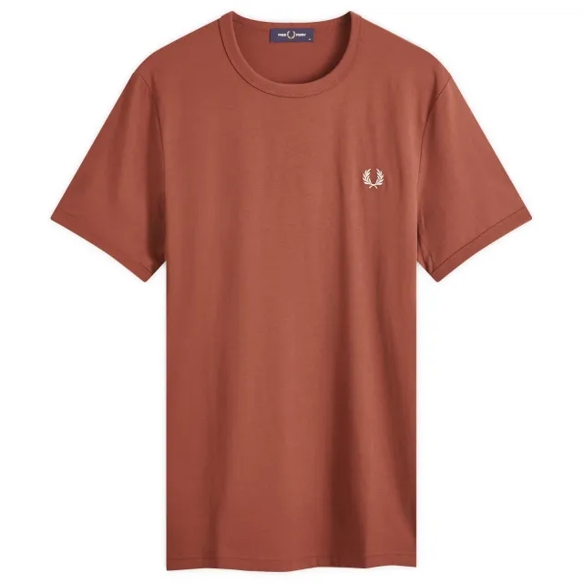 Fred Perry Men's Ringer T-Shirt Whisky Brown