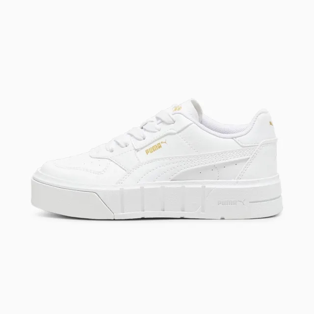 PUMA Cali Court Kids' Leather Sneakers, White/Gold