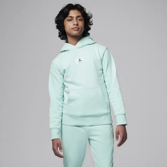 Nike Jordan Jordan MJ Flight Older Kids' Fleece Pullover Hoodie - Green - Cotton