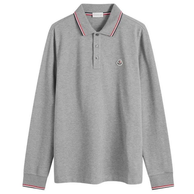 Moncler Men's Long Sleeve Polo T-Shirt Grey