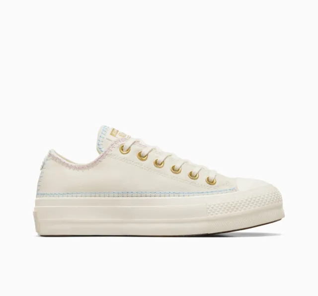 Converse Chuck Taylor All Star Lift Ox Platform Trainers With Crafted Stitching In White
