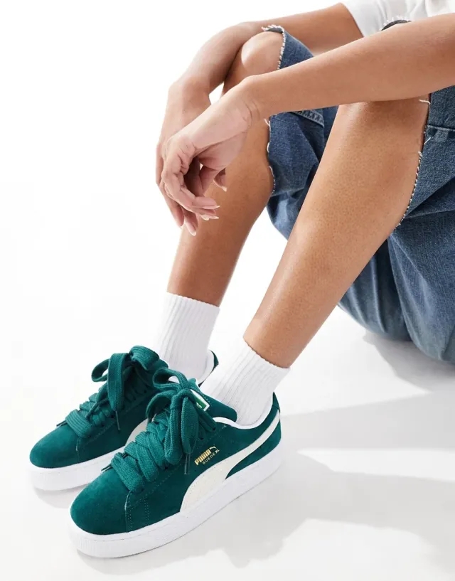 PUMA suede xl trainers in dark green