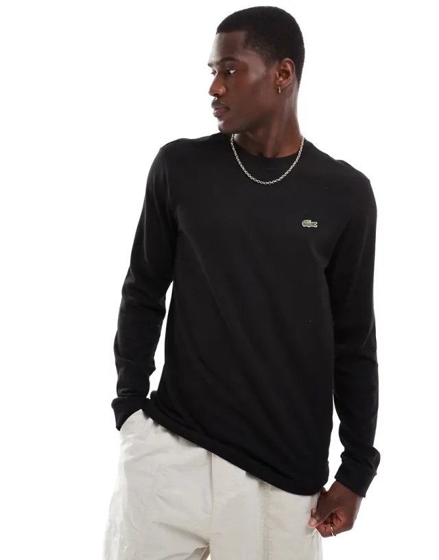 Lacoste Logo Long Sleeve T-Shirt In Black