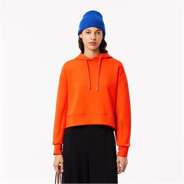 Lacoste Short Cut Cotton Hoodie - Orange