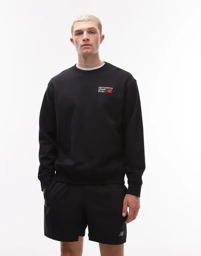 New Balance Athletics Premium Logo Crew Men Sweatshirts Black