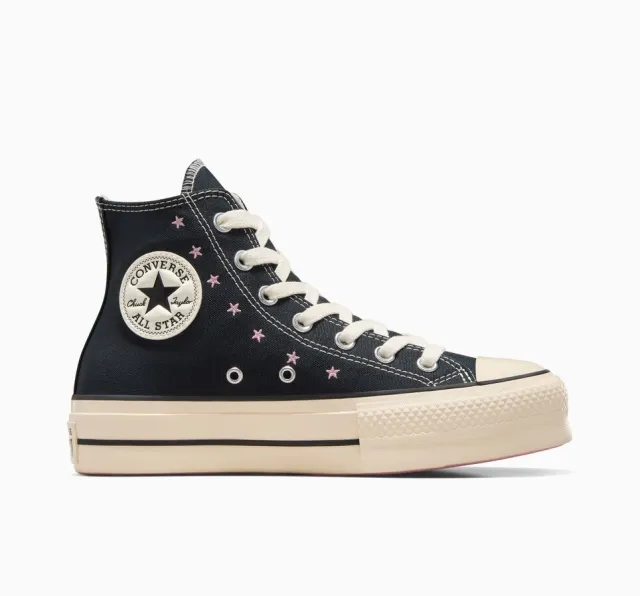 Converse Chuck Taylor All Star Lift Platform Embroidered Stars - Black