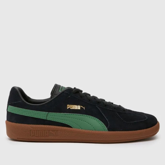 Puma Mens Suede Army Trainers in black blue Leather