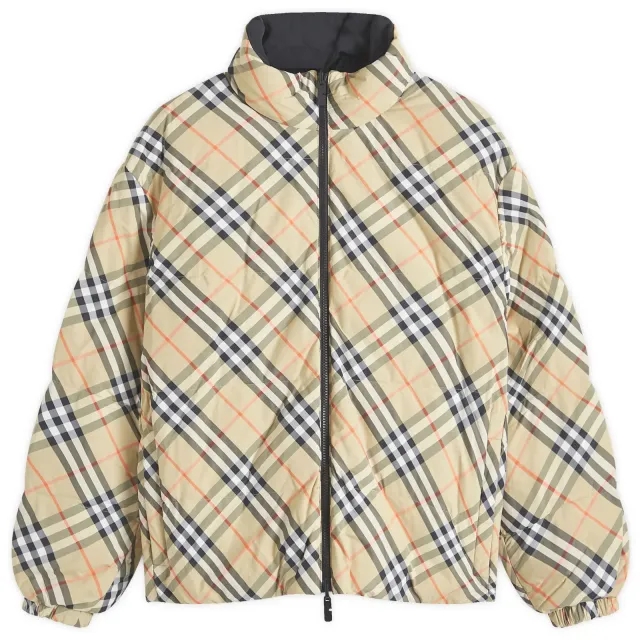 Burberry Men's Nylon Check Puffer Jacket Sand Ip Check