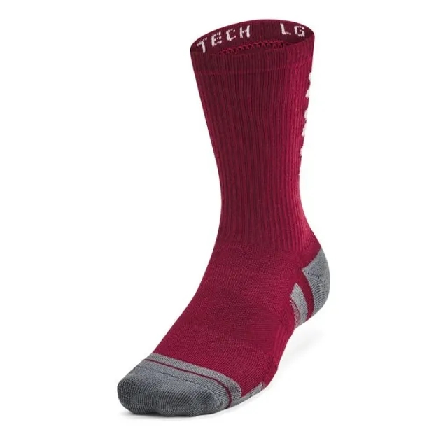 Unisex  Under Armour  Performance Tech 3-Pack Crew Socks Cardinal / Black / White L