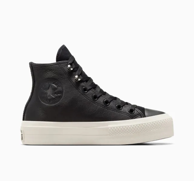 Converse Chuck Taylor All Star Lift Platform Water Repellent Leather - Black, White