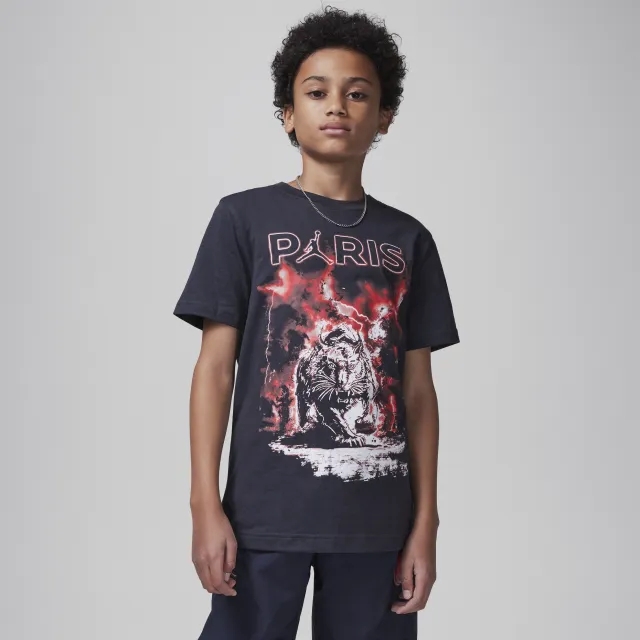 Nike Jordan Older Kids' Lightning Paris Saint-Germain T-Shirt - Black - Cotton