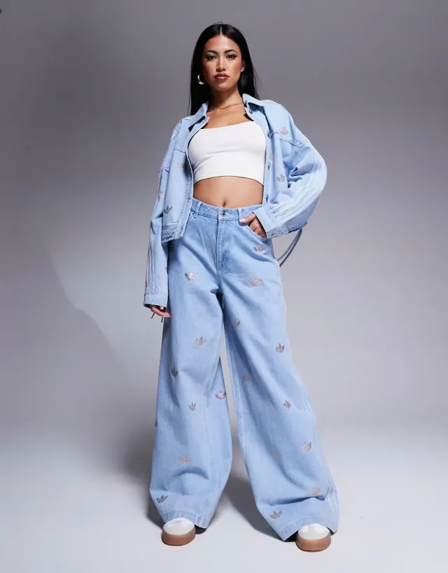 Adidas Originals Denim Rhinestone Joggers