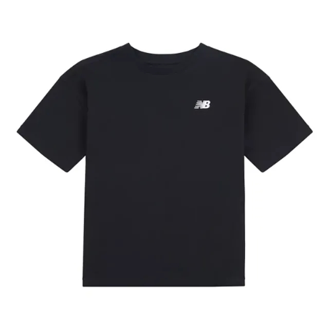 New Balance Girls Jersey Small Logo T-Shirt in Black Cotton Jersey