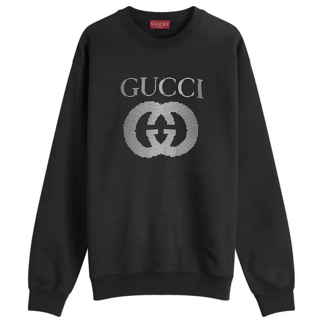 Gucci Men's Interlocking Logo Crew Neck Sweatshirt Black