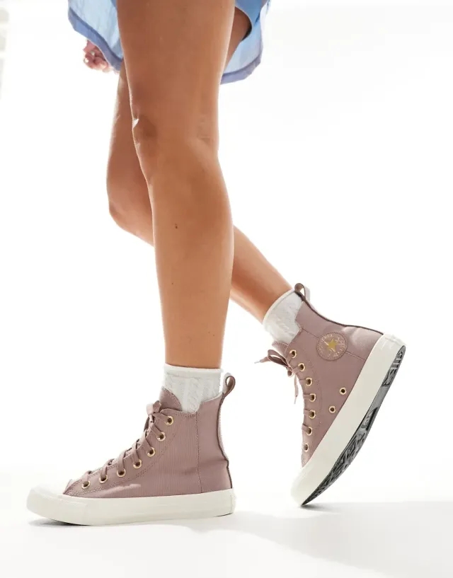 Converse all star hi trainers in mauve