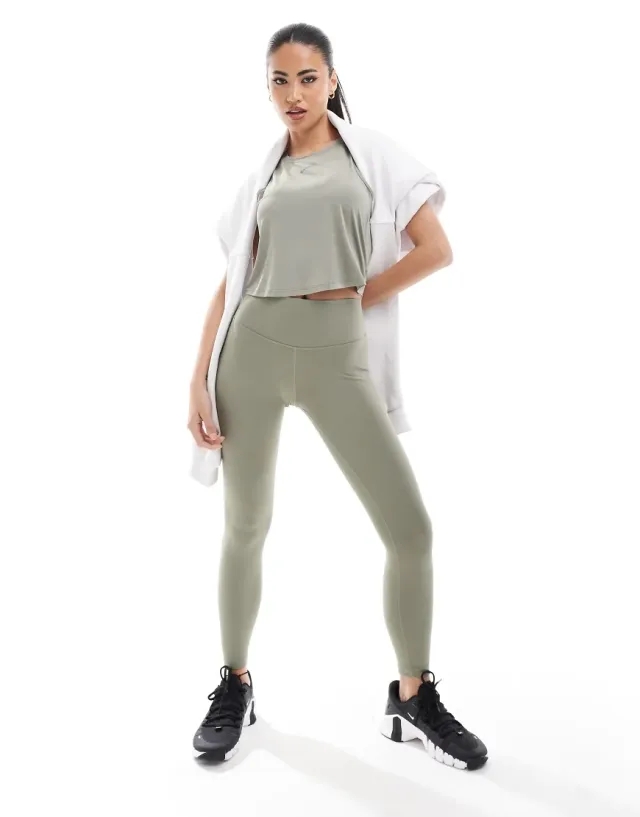 Nike Training One High-Waisted 7/8 Leggings In Khaki-Green