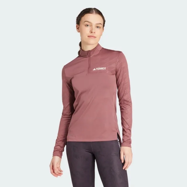 adidas  Multi Half-Zip Long Sleeve Long-Sleeve Top  women's Sweatshirt in Bordeaux
