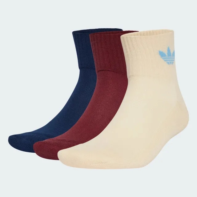 adidas Originals 3 Pack Mid Ankle Sock - Red - Size 2.5-5 - Red