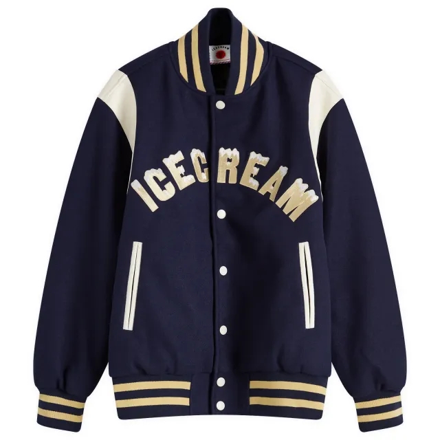 ICECREAM Men's Drippy Varsity Jacket Navy