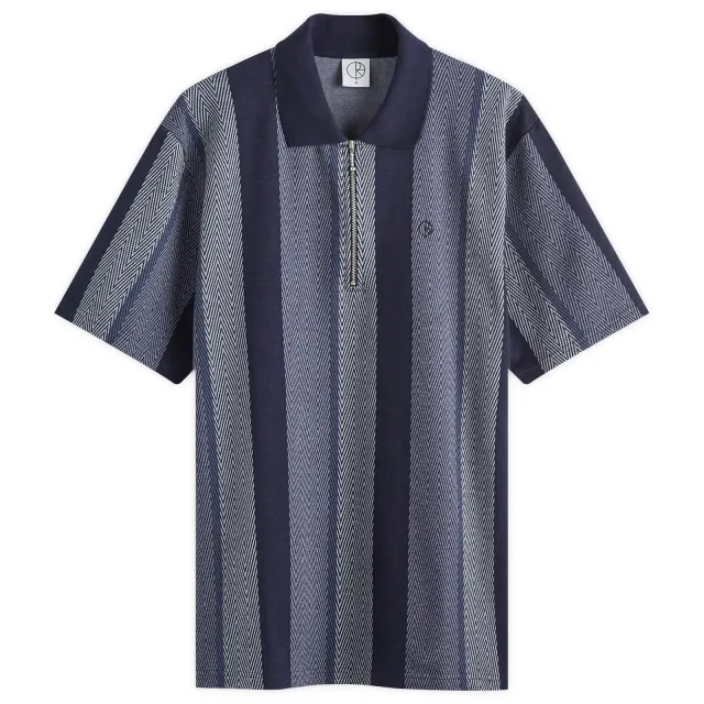 Polar Skate Co. Men's Herringbone Jacques Short Sleeve Polo Blue