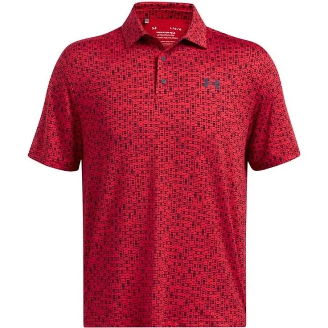 Men's  Under Armour  Playoff 3.0 Printed Polo Red / Midnight Navy / Midnight Navy L