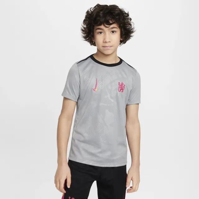 Chelsea F.C. Academy Pro Third Older Kids' Nike Dri-FIT Football Pre-Match Top - Grey - Polyester