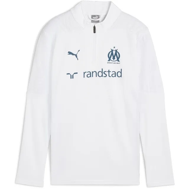 Olympique de Marseille Puma Training 1/4 Zip Top - White  - Kids