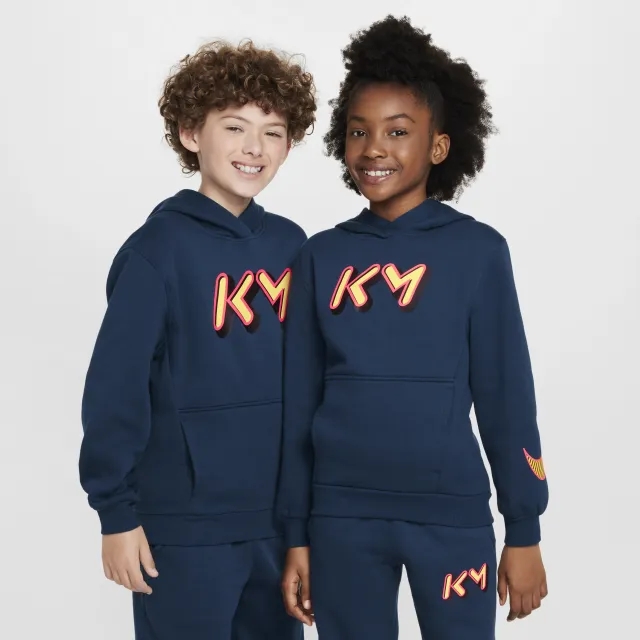 Nike Kylian Mbappé Club Fleece Older Kids' Hoodie - Blue - Cotton/Polyester