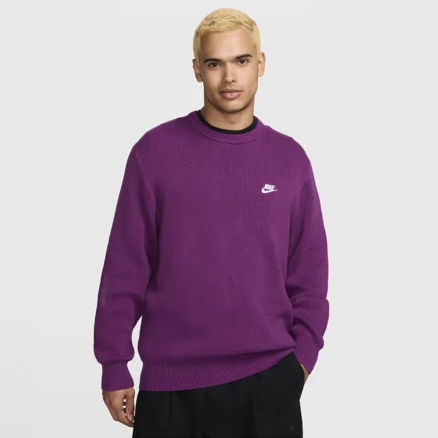 Nike Club Men's Crew-Neck Jumper - Purple - Cotton