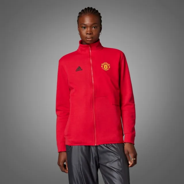 Man Utd Anthem Jacket (Red) - Ladies 2023-2024 Women's Manchester United Made By: Adidas