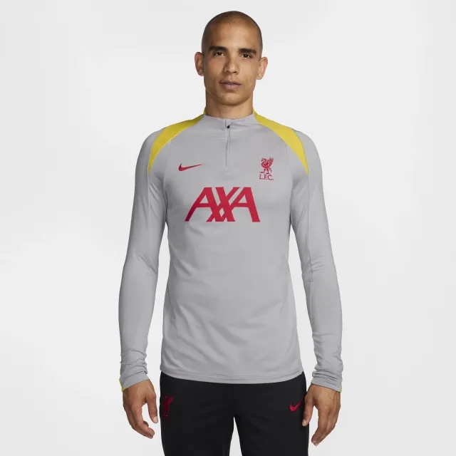 Nike Liverpool Dri-Fit 1/4 Zip L/S Strike Drill Top - Grey/Yellow - 2024-2025