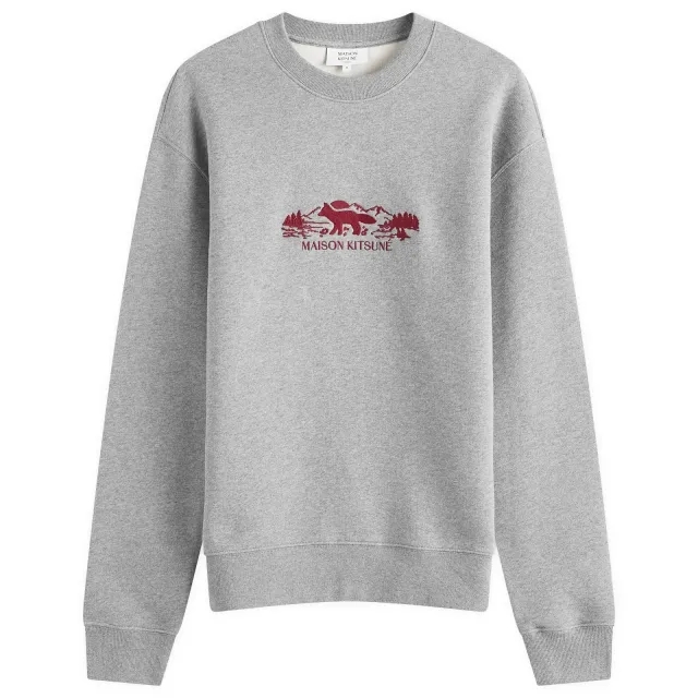 Maison Kitsuné Maison Kitsune Outdoor Profile Fox Comfort Crew Sweatshirt Medium Grey Melange