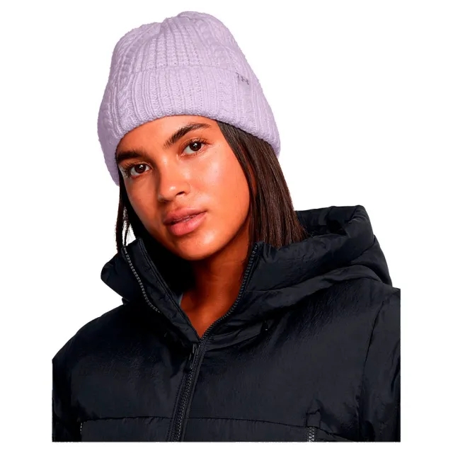 Women's  Under Armour  Halftime Cable Knit Beanie Salt Purple / Salt Purple / Tetra Gray OSFM